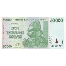P74a Zimbabwe - 50.000 Dollars Year 2008